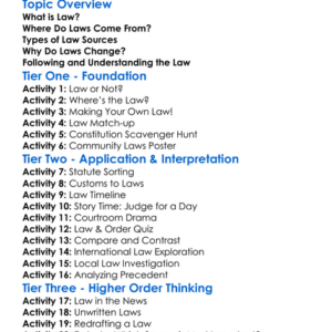 Sources Of Law Worksheet Activity Booklet