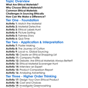 Sourcing Ethical Materials Worksheet Activity Booklet
