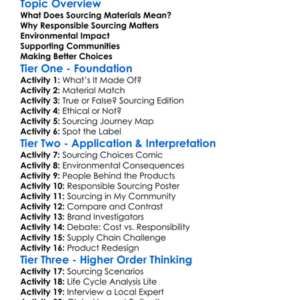 Sourcing Materials Responsibly Worksheet Activity Booklet