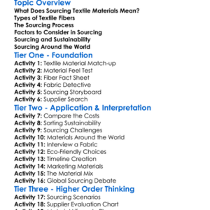 Sourcing Textile Materials Worksheet Activity Booklet