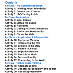 South Of The Border West Of The Sun Haruki Murakami Worksheet Activity Booklet