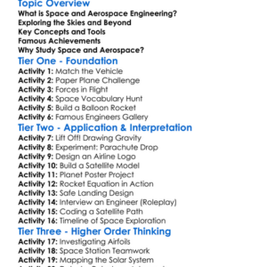 Space And Aerospace Engineering Worksheet Activity Booklet