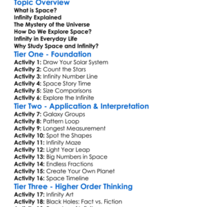 Space And Infinity Worksheet Activity Booklet