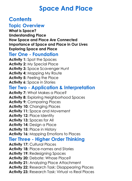 Space And Place Worksheet Activity Booklet