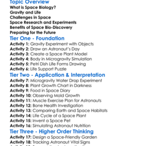 Space Biology And Life Sciences Worksheet Activity Booklet