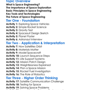 Space Engineering Fundamentals Worksheet Activity Booklet
