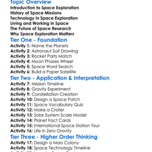 Space Exploration And Technology Worksheet Activity Booklet