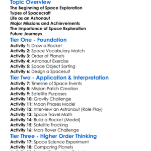 Space Exploration Basics Worksheet Activity Booklet