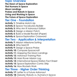 Space Exploration Milestones Worksheet Activity Booklet