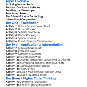 Space Exploration Technologies Worksheet Activity Booklet
