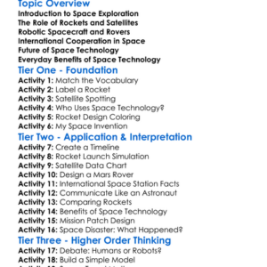 Space Exploration Technology Worksheet Activity Booklet