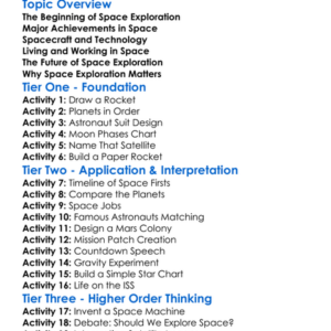 Space Exploration Worksheet Activity Booklet