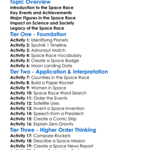 Space Race Worksheet Activity Booklet