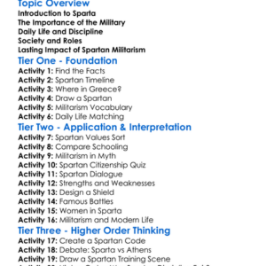 Sparta And Militarism Worksheet Activity Booklet