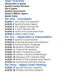 Sparta Society And Military Worksheet Activity Booklet