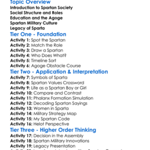 Spartan Society And Military Culture Worksheet Activity Booklet
