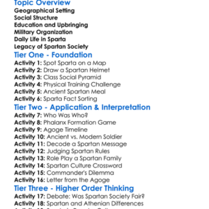 Spartan Society And Military Worksheet Activity Booklet