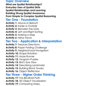 Spatial Relationships Worksheet Activity Booklet