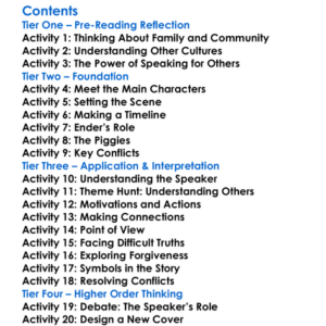 Speaker For The Dead Orson Scott Card Worksheet Activity Booklet