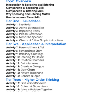 Speaking And Listening Skills Worksheet Activity Booklet