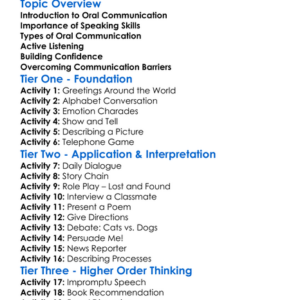 Speaking And Oral Communication Worksheet Activity Booklet