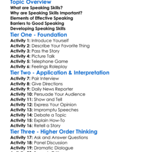 Speaking Skills Worksheet Activity Booklet