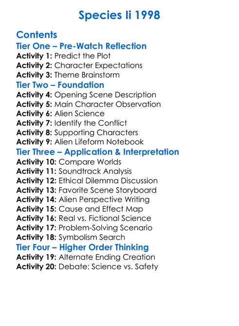 Species Ii 1998 Worksheet Activity Booklet