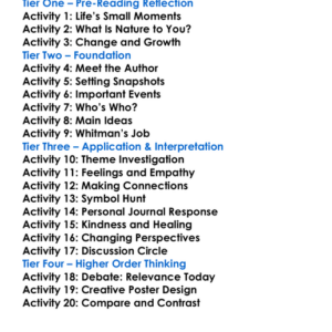 Specimen Days Walt Whitman Worksheet Activity Booklet