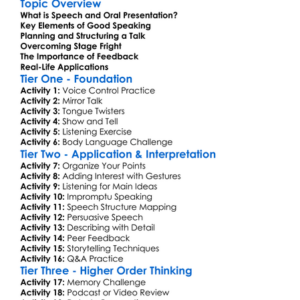 Speech And Oral Presentation Worksheet Activity Booklet