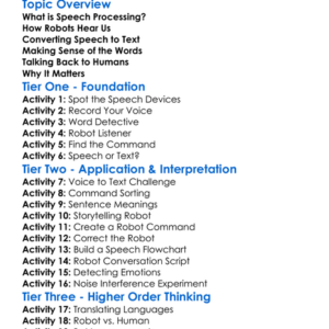 Speech Processing In Robots Worksheet Activity Booklet