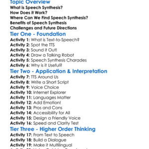 Speech Synthesis Worksheet Activity Booklet