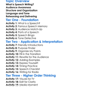 Speech Writing For Media Worksheet Activity Booklet