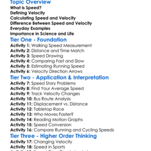 Speed And Velocity Worksheet Activity Booklet