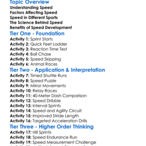 Speed Development Worksheet Activity Booklet
