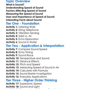 Speed Of Sound Worksheet Activity Booklet
