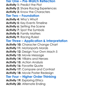Speed Racer 2008 Worksheet Activity Booklet