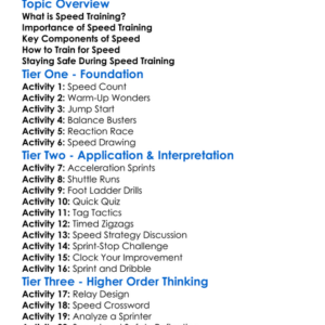 Speed Training Worksheet Activity Booklet