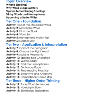 Spelling And Word Usage Worksheet Activity Booklet