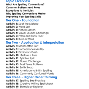 Spelling Conventions Worksheet Activity Booklet