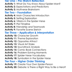 Spider Man Across The Spider Verse Worksheet Activity Booklet