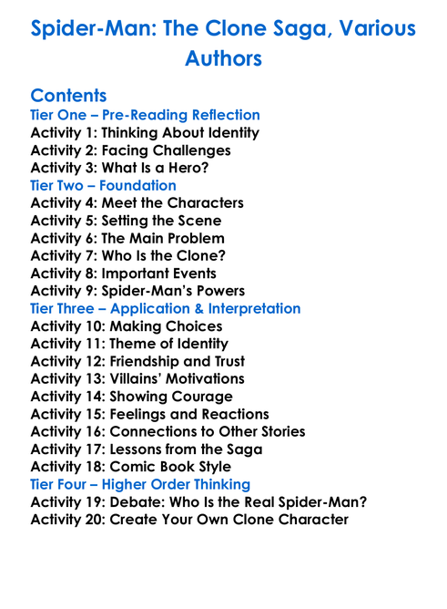Spider-Man The Clone Saga Various Authors Worksheet Activity Booklet