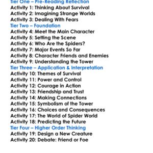 Spider World The Tower Colin Wilson Worksheet Activity Booklet