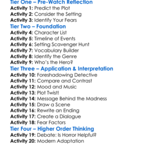 Splatter University 1984 Worksheet Activity Booklet