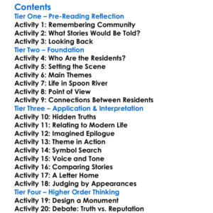 Spoon River Anthology Edgar Lee Masters Worksheet Activity Booklet