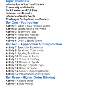 Sport And Society Worksheet Activity Booklet