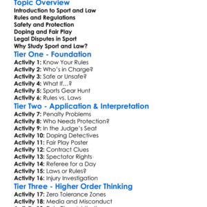 Sport And The Law Worksheet Activity Booklet