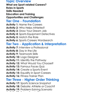 Sport-Related Careers Worksheet Activity Booklet