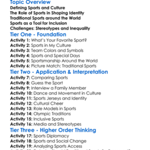 Sports And Cultural Identity Worksheet Activity Booklet