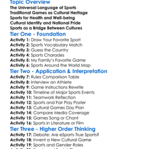 Sports And Games In Culture Worksheet Activity Booklet