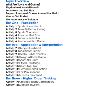 Sports And Games Worksheet Activity Booklet